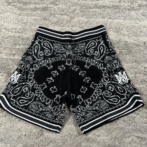 AMIRI Other - Amiri Black Bandana Knit Cotton Shorts Mens Large